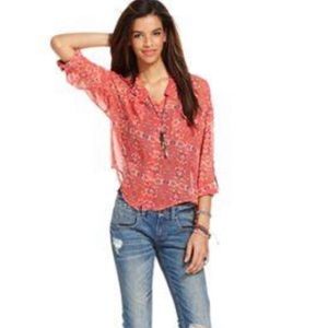 Free People pink geometric blouse